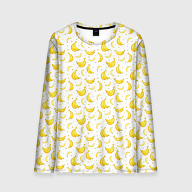 Мужской лонгслив 3D с принтом Банановый рай в Петрозаводске, 100% полиэстер | длинные рукава, круглый вырез горловины, полуприлегающий силуэт | bananas | circle | fruit | pattern | бананы | кружок | узор | фрукт