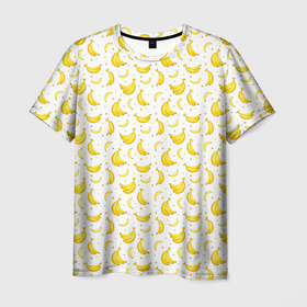 Мужская футболка 3D с принтом Банановый рай в Петрозаводске, 100% полиэфир | прямой крой, круглый вырез горловины, длина до линии бедер | Тематика изображения на принте: bananas | circle | fruit | pattern | бананы | кружок | узор | фрукт