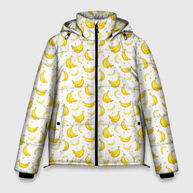 Мужская зимняя куртка 3D с принтом Банановый рай в Белгороде, верх — 100% полиэстер; подкладка — 100% полиэстер; утеплитель — 100% полиэстер | длина ниже бедра, свободный силуэт Оверсайз. Есть воротник-стойка, отстегивающийся капюшон и ветрозащитная планка. 

Боковые карманы с листочкой на кнопках и внутренний карман на молнии. | bananas | circle | fruit | pattern | бананы | кружок | узор | фрукт