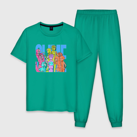 Мужская пижама хлопок с принтом Slime в Тюмени, 100% хлопок | брюки и футболка прямого кроя, без карманов, на брюках мягкая резинка на поясе и по низу штанин
 | rimuru | slime | римуру | слайм | шион