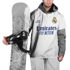 Накидка на куртку 3D с принтом REAL MADRID, домашняя 20 21 в Тюмени, 100% полиэстер |  | real | real madrid | ssrufcclub | домашняя форма | лалига | лига чемпионов | реал | реал мадрид | сезон 2020 2021 | футбол | футбольная