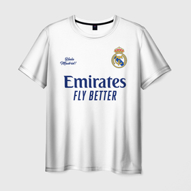 Мужская футболка 3D с принтом REAL MADRID, домашняя 20 21 в Санкт-Петербурге, 100% полиэфир | прямой крой, круглый вырез горловины, длина до линии бедер | real | real madrid | ssrufcclub | домашняя форма | лалига | лига чемпионов | реал | реал мадрид | сезон 2020 2021 | футбол | футбольная