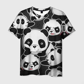 Мужская футболка 3D с принтом Смешные панды в Белгороде, 100% полиэфир | прямой крой, круглый вырез горловины, длина до линии бедер | животные | медведи | мишки | мультяшки | смешные панды