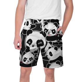 Мужские шорты 3D с принтом Смешные панды в Тюмени,  полиэстер 100% | прямой крой, два кармана без застежек по бокам. Мягкая трикотажная резинка на поясе, внутри которой широкие завязки. Длина чуть выше колен | животные | медведи | мишки | мультяшки | смешные панды
