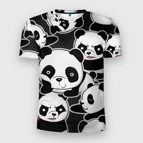 Мужская футболка 3D спортивная с принтом Смешные панды , 100% полиэстер с улучшенными характеристиками | приталенный силуэт, круглая горловина, широкие плечи, сужается к линии бедра | животные | медведи | мишки | мультяшки | смешные панды