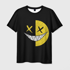 Мужская футболка 3D с принтом SMILE в Петрозаводске, 100% полиэфир | прямой крой, круглый вырез горловины, длина до линии бедер | глаза крестики | злой смайл | зубы | контраст | смайл | эмоция