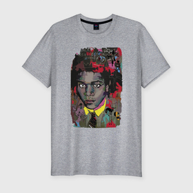 Мужская футболка хлопок Slim с принтом Jean Michel Basquiat , 92% хлопок, 8% лайкра | приталенный силуэт, круглый вырез ворота, длина до линии бедра, короткий рукав | art | eyes | guy | jean michel basquiat | глаза | жан мишель баския | искусство | парень
