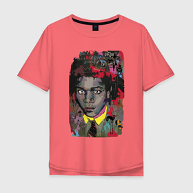 Мужская футболка хлопок Oversize с принтом Jean Michel Basquiat в Кировске, 100% хлопок | свободный крой, круглый ворот, “спинка” длиннее передней части | art | eyes | guy | jean michel basquiat | глаза | жан мишель баския | искусство | парень