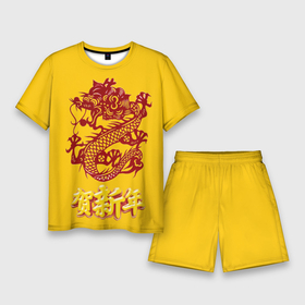 Мужской костюм с шортами 3D с принтом Китайский новый год ,  |  | Тематика изображения на принте: дракон. | иероглифы | китай | китайский новый год | новый год | праздники