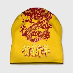 Шапка 3D с принтом Китайский новый год , 100% полиэстер | универсальный размер, печать по всей поверхности изделия | дракон. | иероглифы | китай | китайский новый год | новый год | праздники