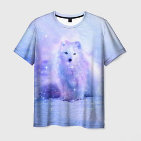 Мужская футболка 3D с принтом Полярная Лисица , 100% полиэфир | прямой крой, круглый вырез горловины, длина до линии бедер | 2021 | белка | детская | единорог | енот | животное | зверь | лиса | лисенок | лисица | медведь | милый зверек | новогодняя | песец | подарок | прикольная | рождество | с новым годом | сказка | снег