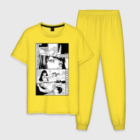 Мужская пижама хлопок с принтом Карате в Кировске, 100% хлопок | брюки и футболка прямого кроя, без карманов, на брюках мягкая резинка на поясе и по низу штанин
 | графика | карате | комикс | манга | япония