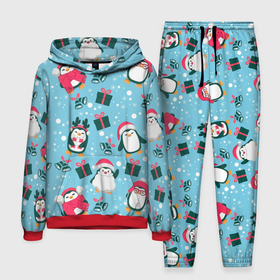 Мужской костюм 3D (с толстовкой) с принтом Новогодние Пингвины в Екатеринбурге,  |  | Тематика изображения на принте: 2021 | белка | гирлянда | год быка | дед мороз | детская | дочка | елка | енот | кот | котик | лиса | маска | милая | неон | новогодняя | новый год | олень | паттерн | пингвин | подарок | праздник | радуга