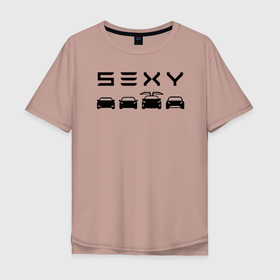 Мужская футболка хлопок Oversize с принтом Tesla sexy в Санкт-Петербурге, 100% хлопок | свободный крой, круглый ворот, “спинка” длиннее передней части | Тематика изображения на принте: tesla | тесла