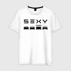 Мужская футболка хлопок с принтом Tesla sexy в Петрозаводске, 100% хлопок | прямой крой, круглый вырез горловины, длина до линии бедер, слегка спущенное плечо. | tesla | тесла