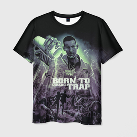 Мужская футболка 3D с принтом KIZARU BORN TO TRAP в Новосибирске, 100% полиэфир | прямой крой, круглый вырез горловины, длина до линии бедер | born | family | haunted | kizaru | to trap | альбом | кизару | новый | фэмили | хаунтед