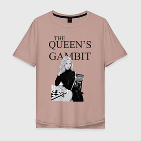 Мужская футболка хлопок Oversize с принтом the queens gambit , 100% хлопок | свободный крой, круглый ворот, “спинка” длиннее передней части | the queens gambit | нетфликс | сериал | ход королевы