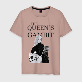 Мужская футболка хлопок с принтом the queens gambit в Кировске, 100% хлопок | прямой крой, круглый вырез горловины, длина до линии бедер, слегка спущенное плечо. | the queens gambit | нетфликс | сериал | ход королевы