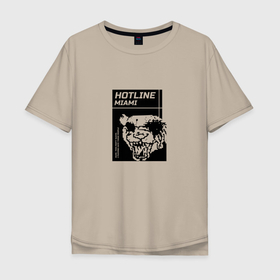 Мужская футболка хлопок Oversize с принтом Hotline Miami в Тюмени, 100% хлопок | свободный крой, круглый ворот, “спинка” длиннее передней части | game | hotline miami | зверь | игра | прикольная надпись | тигр | хотлайн майами | эта вечеринка отстой