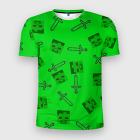 Мужская футболка 3D спортивная с принтом Minecraft в Санкт-Петербурге, 100% полиэстер с улучшенными характеристиками | приталенный силуэт, круглая горловина, широкие плечи, сужается к линии бедра | creeper | minecraft | блок | игра | крипер | майнкрафт | победитель | приключения