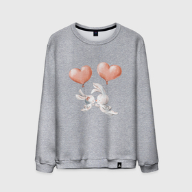 Мужской свитшот хлопок с принтом Пара влюбленных зайчиков в Тюмени, 100% хлопок |  | Тематика изображения на принте: зайчики | любовь | пара | розовый | сердце | серый | шарики