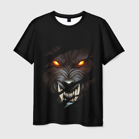 Мужская футболка 3D с принтом ВОЛЧИЙ ОСКАЛ в Петрозаводске, 100% полиэфир | прямой крой, круглый вырез горловины, длина до линии бедер | animal | dark | hunter | wolf | волк | голова | животные | звери | зубы | клыки | мощь | оскал | пасть | сила | хищник