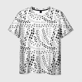 Мужская футболка 3D с принтом Дорожки из следов в Тюмени, 100% полиэфир | прямой крой, круглый вырез горловины, длина до линии бедер | bear | dog | elk | footprints | fox | hare | plate | wolf | волк | заяц | лиса | лось | медведь | плита | следы | собака