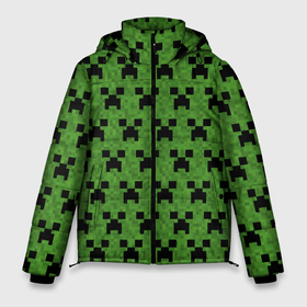 Мужская зимняя куртка 3D с принтом Minecraft в Санкт-Петербурге, верх — 100% полиэстер; подкладка — 100% полиэстер; утеплитель — 100% полиэстер | длина ниже бедра, свободный силуэт Оверсайз. Есть воротник-стойка, отстегивающийся капюшон и ветрозащитная планка. 

Боковые карманы с листочкой на кнопках и внутренний карман на молнии. | creeper | minecraft | блок | игра | крипер | майнкрафт | победитель | приключения