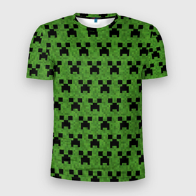 Мужская футболка 3D спортивная с принтом Minecraft в Екатеринбурге, 100% полиэстер с улучшенными характеристиками | приталенный силуэт, круглая горловина, широкие плечи, сужается к линии бедра | creeper | minecraft | блок | игра | крипер | майнкрафт | победитель | приключения