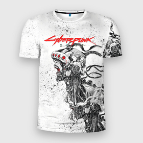Мужская футболка 3D Slim с принтом CYBERPUNK 2077 в Белгороде, 100% полиэстер с улучшенными характеристиками | приталенный силуэт, круглая горловина, широкие плечи, сужается к линии бедра | Тематика изображения на принте: cd project red | cyberpunk 2077 | keanu reeves | samurai | киану ривз | киберпанк 2077 | самураи