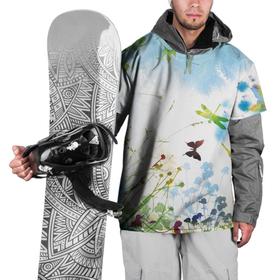 Накидка на куртку 3D с принтом Summer акварель в Санкт-Петербурге, 100% полиэстер |  | акварель | бабочки | лето | небо