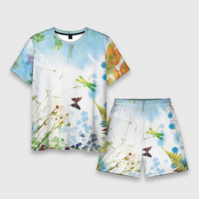 Мужской костюм с шортами 3D с принтом Summer  акварель в Курске,  |  | акварель | бабочки | лето | небо