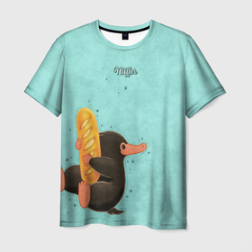 Мужская футболка 3D с принтом Niffler with Loaf в Тюмени, 100% полиэфир | прямой крой, круглый вырез горловины, длина до линии бедер | fantastic beasts and where to find them | niffler | vdosadir | wizarding world | нюхлер | нюхль