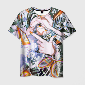 Мужская футболка 3D с принтом Anime girl art в Екатеринбурге, 100% полиэфир | прямой крой, круглый вырез горловины, длина до линии бедер | anime | art | girl | manga | абстракция | аниме | арт | глитч | девушка | лицо | манга