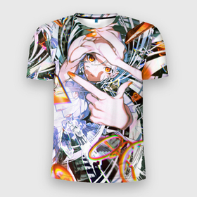 Мужская футболка 3D спортивная с принтом Anime girl art в Курске, 100% полиэстер с улучшенными характеристиками | приталенный силуэт, круглая горловина, широкие плечи, сужается к линии бедра | Тематика изображения на принте: anime | art | girl | manga | абстракция | аниме | арт | глитч | девушка | лицо | манга