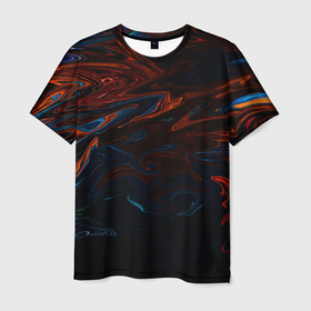 Мужская футболка 3D с принтом Абстракция разводы красок в Екатеринбурге, 100% полиэфир | прямой крой, круглый вырез горловины, длина до линии бедер | abstract | art | color | digital | texture | абстракция | арт | краски | текстуры | цифровой