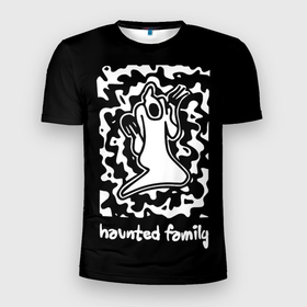 Мужская футболка 3D спортивная с принтом Haunted Family / Kizaru в Белгороде, 100% полиэстер с улучшенными характеристиками | приталенный силуэт, круглая горловина, широкие плечи, сужается к линии бедра | Тематика изображения на принте: born to trap | ghost | haunted family | кизару | хорошая работа олег