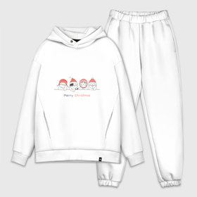 Мужской костюм oversize хлопок с принтом Новогодние коты в Ухте,  |  | 