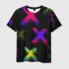 Мужская футболка 3D с принтом Крестики в Новосибирске, 100% полиэфир | прямой крой, круглый вырез горловины, длина до линии бедер | amoled | абстракция | градиент | крестики | переливание цветов