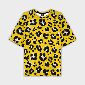 Мужская футболка oversize 3D с принтом Желтый леопард в Санкт-Петербурге,  |  | Тематика изображения на принте: животные | леопард | окрас | пятна