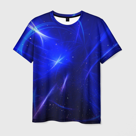Мужская футболка 3D с принтом Космический вихрь в Санкт-Петербурге, 100% полиэфир | прямой крой, круглый вырез горловины, длина до линии бедер | Тематика изображения на принте: cosmos | астрономия | звезда | звезды | космос | синий блик