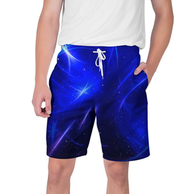 Мужские шорты 3D с принтом Космический вихрь в Санкт-Петербурге,  полиэстер 100% | прямой крой, два кармана без застежек по бокам. Мягкая трикотажная резинка на поясе, внутри которой широкие завязки. Длина чуть выше колен | cosmos | астрономия | звезда | звезды | космос | синий блик