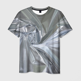 Мужская футболка 3D с принтом Фольга в Новосибирске, 100% полиэфир | прямой крой, круглый вырез горловины, длина до линии бедер | Тематика изображения на принте: fashion | foil | texture | vanguard | авангард | мода | текстура | фольга
