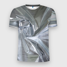 Мужская футболка 3D спортивная с принтом Фольга в Новосибирске, 100% полиэстер с улучшенными характеристиками | приталенный силуэт, круглая горловина, широкие плечи, сужается к линии бедра | Тематика изображения на принте: fashion | foil | texture | vanguard | авангард | мода | текстура | фольга