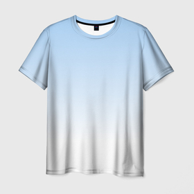 Мужская футболка 3D с принтом Небесно-голубой градиент в Петрозаводске, 100% полиэфир | прямой крой, круглый вырез горловины, длина до линии бедер | blue | sky | sky blue | градиент | синий