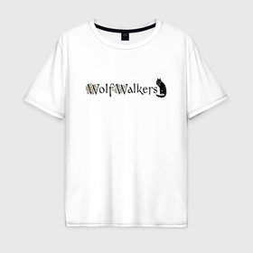 Мужская футболка хлопок Oversize с принтом Легенда о волках лого в Белгороде, 100% хлопок | свободный крой, круглый ворот, “спинка” длиннее передней части | 