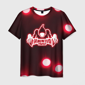 Мужская футболка 3D с принтом KIZARU: HAUNTED FAMILY. в Санкт-Петербурге, 100% полиэфир | прямой крой, круглый вырез горловины, длина до линии бедер | born to trap | haunted family | kizaru | rep | кизару | музыка | олег нечипоренко | репер | рэп | хантед фэмили