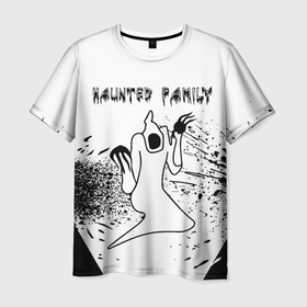 Мужская футболка 3D с принтом KIZARU: HAUNTED FAMILY. в Кировске, 100% полиэфир | прямой крой, круглый вырез горловины, длина до линии бедер | born to trap | haunted family | kizaru | rep | кизару | музыка | олег нечипоренко | репер | рэп | хантед фэмили