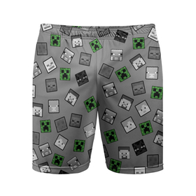 Мужские шорты спортивные с принтом Minecraft в Тюмени,  |  | alex | creeper | minecraft | steve | алекс | блок | вызыватель | зомби | игра | крипер | майнкрафт | победитель | приключения | свинья | стив