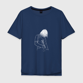 Мужская футболка хлопок Oversize с принтом Курт Кобейн в Новосибирске, 100% хлопок | свободный крой, круглый ворот, “спинка” длиннее передней части | курт кобейн | нарвана арт. | нирвана